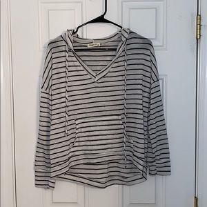 Cute sheer white and black striped sweatshirt